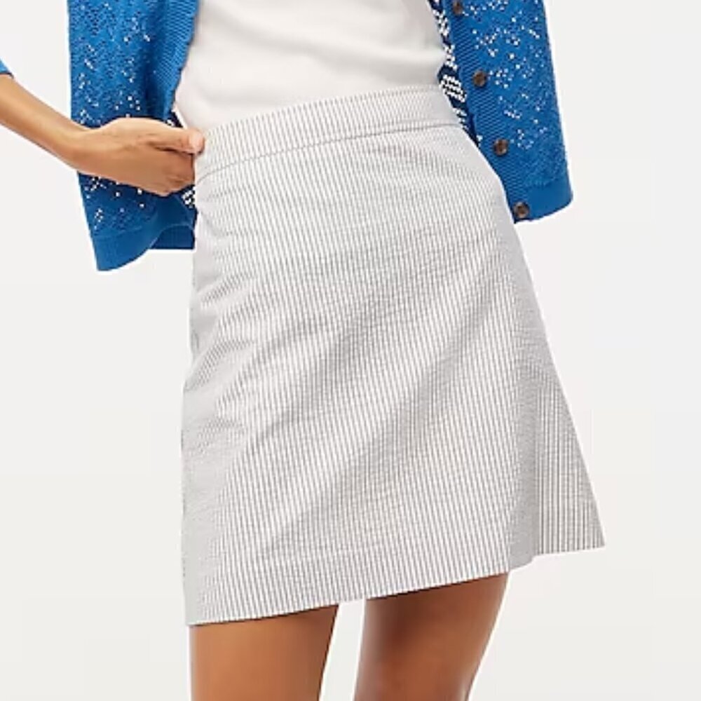 J. Crew Seersucker Cotton A-line Mini Skirt Stripes Size 10/M NWT